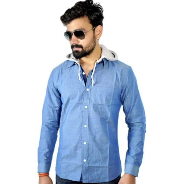 Agitrus men's full sleeve detachable hoody casual shirt.