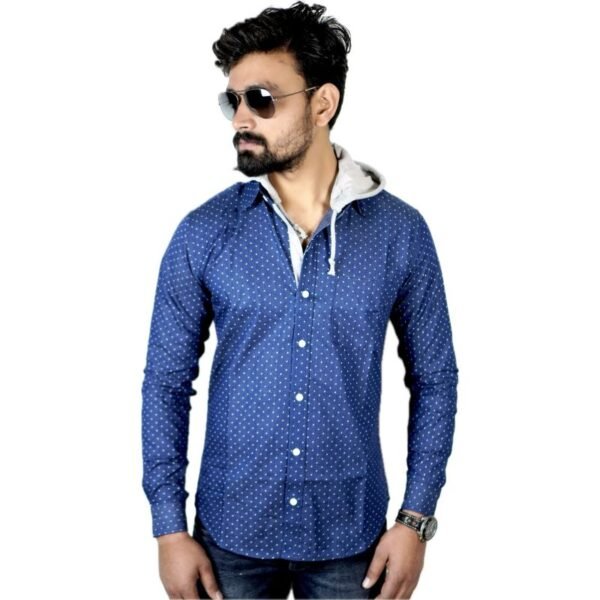 Agitrus Men's full sleeve spread collar slim fit casual shirt with detachable hoody. - Image 2