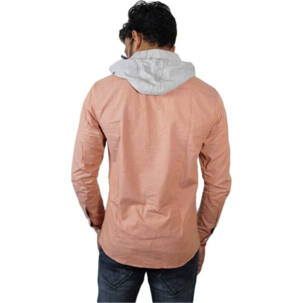 Agitrus Men's spread collar full sleeve slim fit casual shirt with detachable hoody. - Image 3